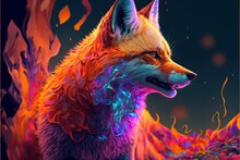 Colorful Fox Illustration Generative Ai