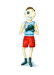 Hand drawn illustration of a happy boxer boy