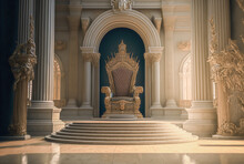 Decorated Empty Throne Hall. Created With Generative AI Technology.