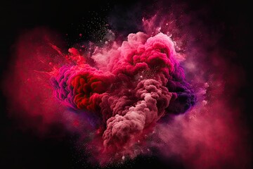 Wall Mural - red and pink smoke with shiny glitter particles abstract 4