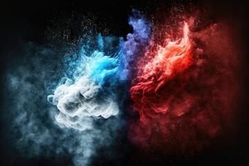 Wall Mural - white, blue and red smoke with shiny glitter particles abstract 2