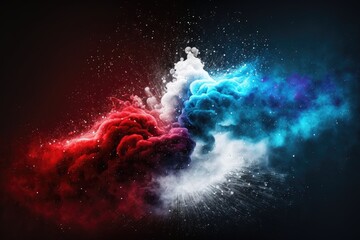 Wall Mural - white, blue and red smoke with shiny glitter particles abstract 3
