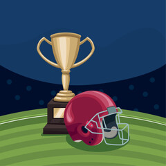 Poster - american football helmet with trophy