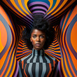 © Eugenio Marongiu - Generative ai optical art fashion portrait black young woman posing