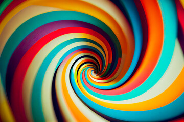 Wall Mural - hypnotic multicolored spiral background. rainbow swirl. generative ai.