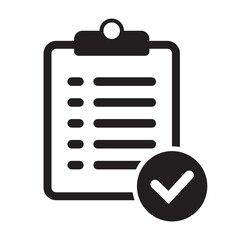 Checklist with mark icon in flat style isolated on background. Checklist sign symbol for web site and app design.