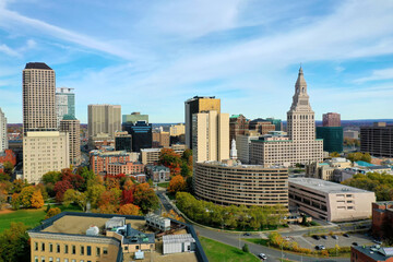 Wall Mural - Aerial scene of Hartford, Connecticut, United States in autumn