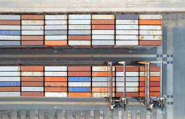 Wall Mural - Container yard at the port waiting to be transported