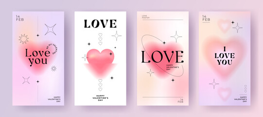 Wall Mural - modern design templates of valentines day and love card, banner, poster, cover set. trendy minimalis