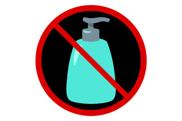 prohibition sign against soap dispenser on white background,vector illustration