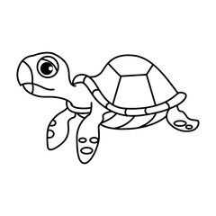 Wall Mural - Funny turtle cartoon vector coloring page