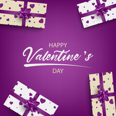 Wall Mural - Valentine card with gifts in purple design