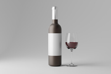 Sticker - wine bottle with glass mockup