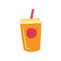 Wall Mural - Cartoon Color Drink Cup with Straw Concept Flat Design Style Isolated on a White Background. Vector illustration