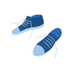 Wall Mural - Cartoon Sports Shoes Blue Sneakers Concept Flat Design Style Isolated on a White Background. Vector illustration