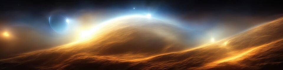 Wall Mural - panoramic image of outer space - the universe and galaxy scene created by generative AI