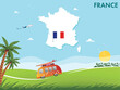 France map with travel and tourism theme vector illustration design