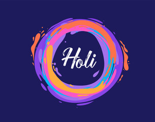 Happy Holi Festival. Colorful Lettering Made with Splashes