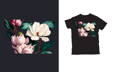 Wall Mural - t shirt design with flowers