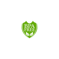 Wall Mural - Green simple BPA free shield logo isolated on white background