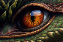 A Close Up Of A Dragon's Eye, Fantasy Art Illustration 