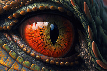 Wall Mural - a close up of a dragon's eye, fantasy art illustration 