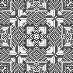 Stylish texture with figures from lines.
Abstract geometric black and white pattern for web page, textures, card, poster, fabric, textile. Monochrome graphic repeating design.