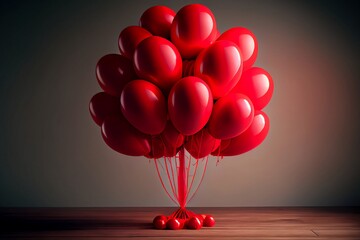 Wall Mural - a bunch of red balloons that are on a table