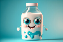 Funny Milk Cartoon Character. Generative AI.
