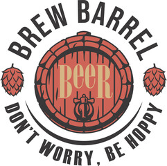 Wall Mural - Beer barrel for bar. Original brew design with keg for craft beer, pab or brewery