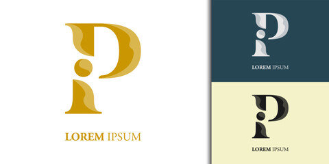 Luxury initial P iP Pi  logo design template