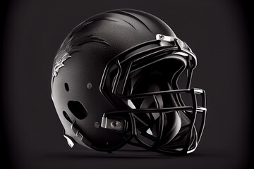 American football Helm auf schwarzen Hintergrund - Generative AI