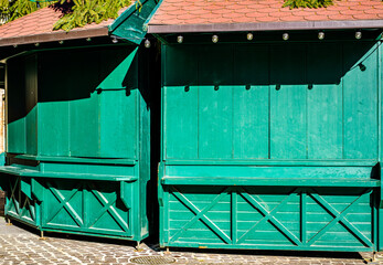 Poster - wooden selling booth at a market