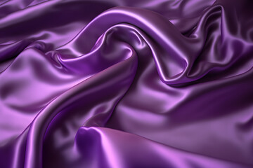 Bright purple silk satin fabric background, silky cloth curtain texture