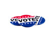 Three vote badges isolated on white background
