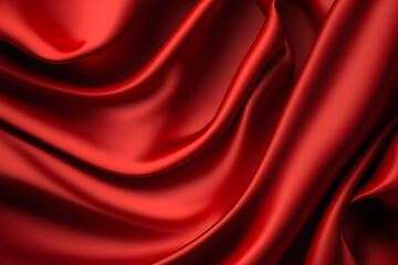 Wall Mural - Red silk satin fabric background for valentine's day or romantic occasion, silky cloth curtain texture 