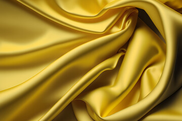 Wall Mural - Yellow silk satin fabric background, silky cloth curtain texture