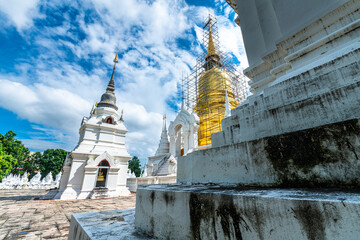 Wat Suan Dok is a Buddhist temple (Wat) at sunset sky is a major tourist attraction in Chiang Mai Northern Thailand.Travels in Southeast Asia,is Public places