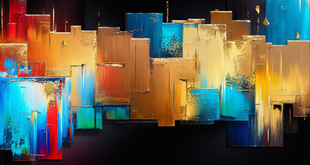 Wall Mural - Oil painting on dark canvas abstract background with texture.