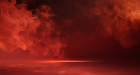 Wall Mural - concrete floor and red smoke background