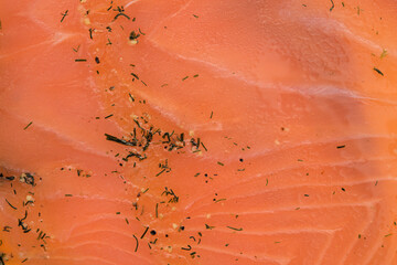 Wall Mural - thin slices of Smoked salmon macro food background