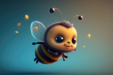 A Cute Adorable Baby Bee Generative Ai  Rendered In The Style Of Children-friendly Cartoon Animation Fantasy Style	