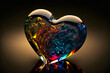 Colourful heart made of glass. Generative AI illustration of love, dating, Valentine's day, care, giving presents. 