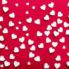 White Hearts On A Red Background Valentines Day 