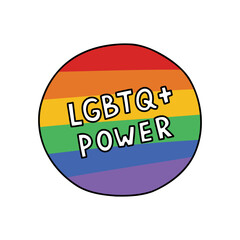 Wall Mural - lgbtq power sticker, lgbtq community, pride month doodle icon, vector color line illustration