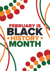 Black History Month. African American History. Celebrated annual. In February in United States and Canada. In October in Great Britain. Poster, card, banner, background. Vector illustration