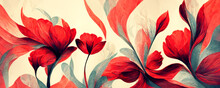 Abstract Red Flower Design. Generative AI.