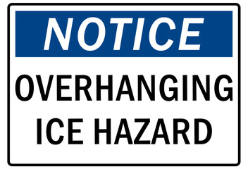 Poster - Ice warning sign and labels overhanging ice hazard