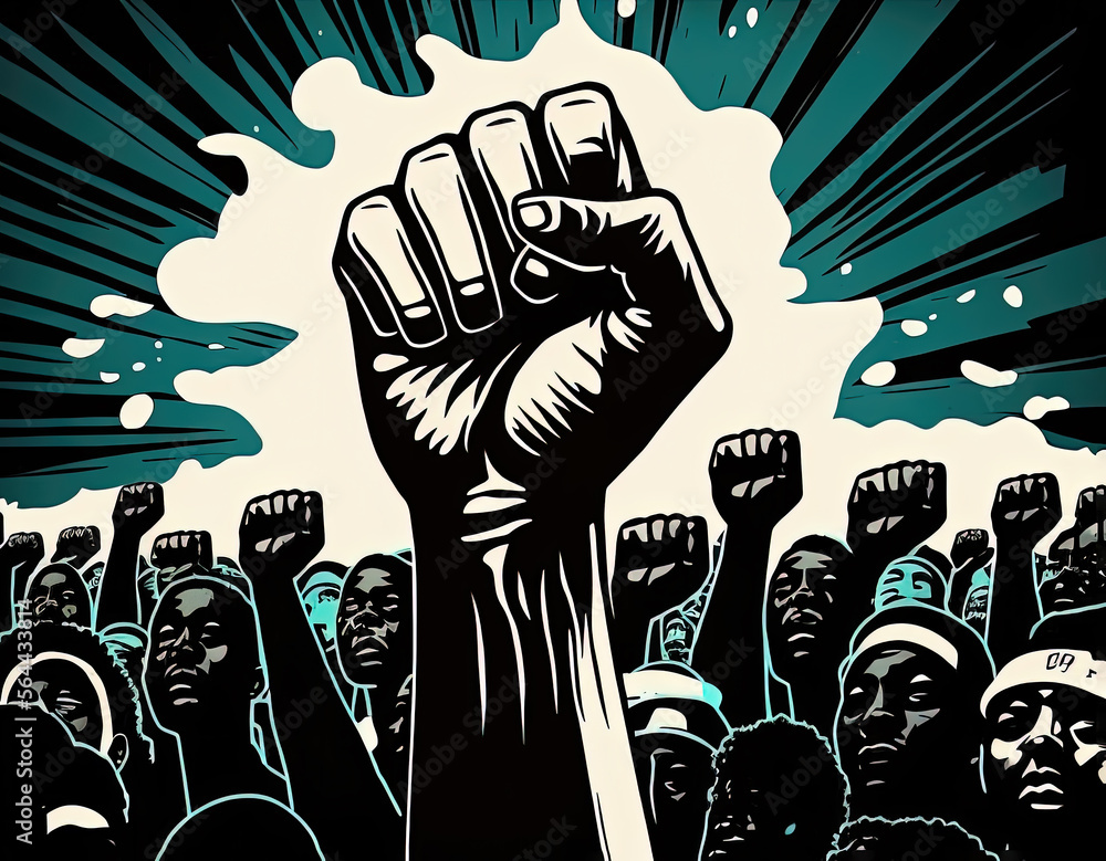 Blm Riots Blm Sign Ilustración de Stock African American hand protest sign. Black history ...