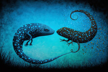 Blue Salamander Fish Yin And Yang Illustration